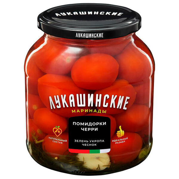 Томаты лукашинские 670 г черри с зеленью ст/б