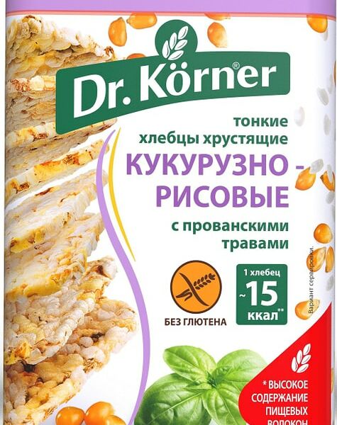 Хлебцы Dr.Korner Кукурузно-рисовые с прованскими травами без глютена 100г