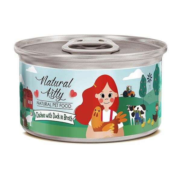 Корм влажный Pettric Natural Kitty курица с уткой в бульоне 80 г