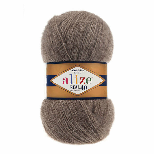 Пряжа ALIZE 'Angora real 40' 100 гр. (40% шерсть, 60% акрил)(553 коричневый меланж)