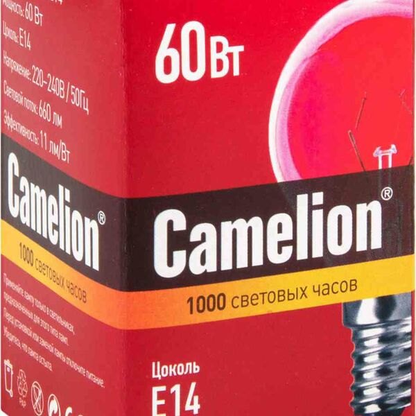 Лампа накаливания Camelion E14 прозрачная, шар, 60 Вт