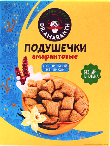 Подушечки безглютеновые DR. AMARANTH Амарантовые со вкусом ванили, 180г