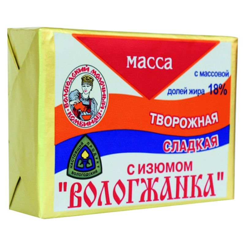 

Масса творожная Вологжанка с изюмом 18% 220г
