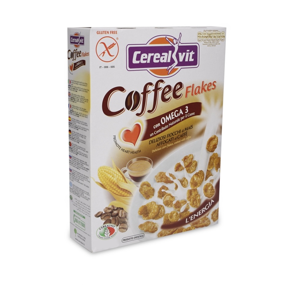 

Хлопья кукурузные хрустящие с итальянским кофе и Омега-3 Cerealvit 375г Италия