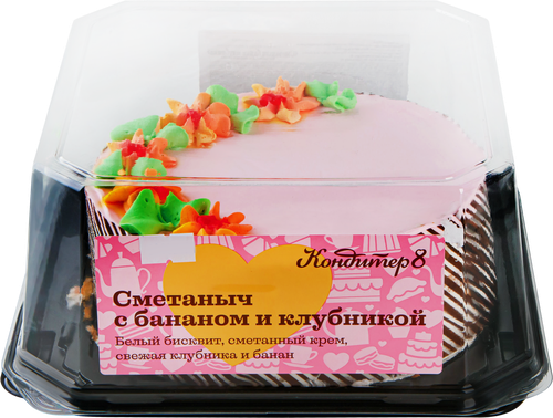 

Торт Кондитер 8 Сметаныч банан-клубника 780 г