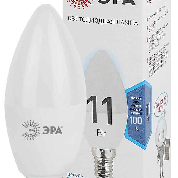 Лампа светодиодная Эра LED B35-11W-840-E14 11Вт свеча, нейтральный белый свет