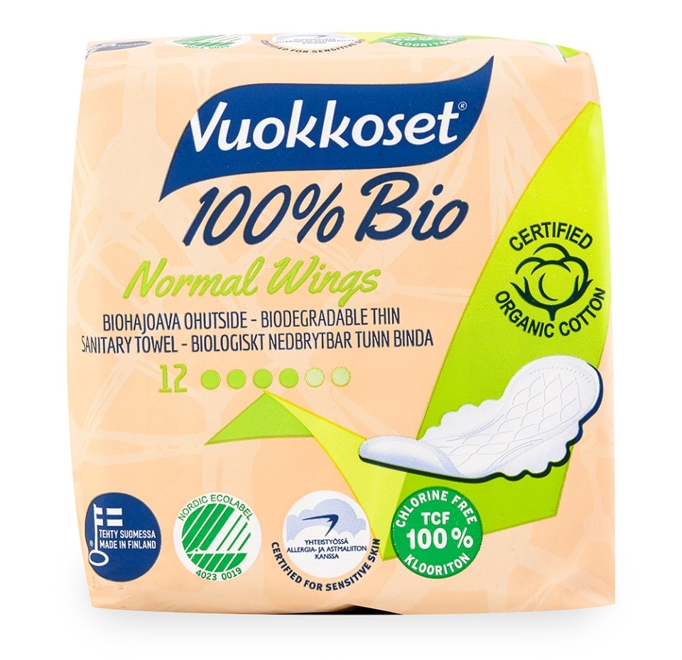 

Прокладки Vuokkoset Normal Wings женские, 12 шт
