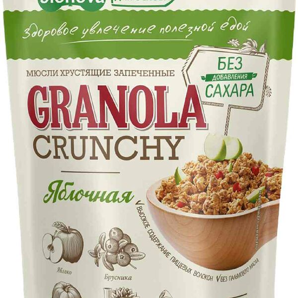 Мюсли запечённые хрустящие Bionova с яблоком