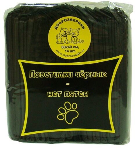 Доброзверики подстилки впитывающие для животных с суперабсорбентом 60 х 40 см., 14 шт.