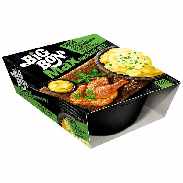 Пюре BigBon Max По-домашнему с кусочками тушеной курицы и соусом 110 г