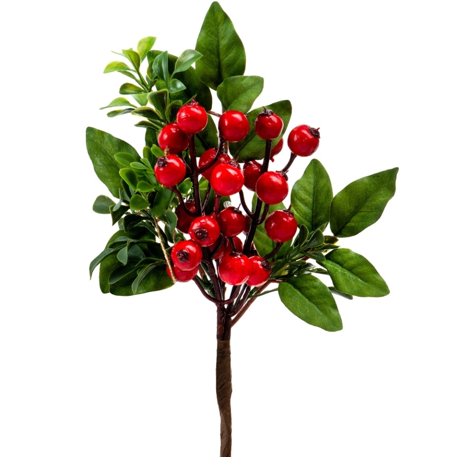 

Декор для елки Fiebiger Floristik Ветка рябины с зеленью 26 см