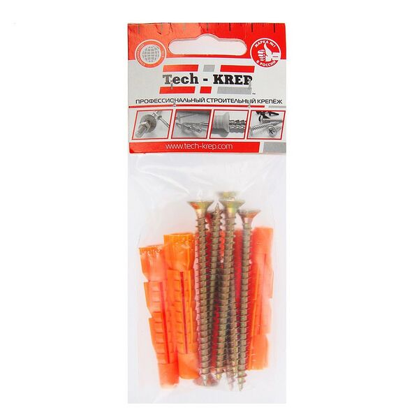 Дюбель универсальный 10х61мм с саморезами 6х80мм TECH-KREP 6шт