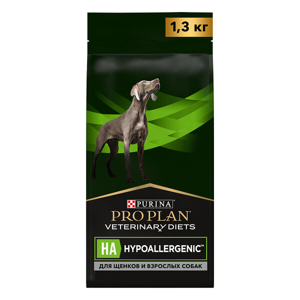 Сухой корм для собак диетический PRO PLAN® VETERINARY DIETS HA Hypoallergenic при пищевой непереносимости, 1.3 кг