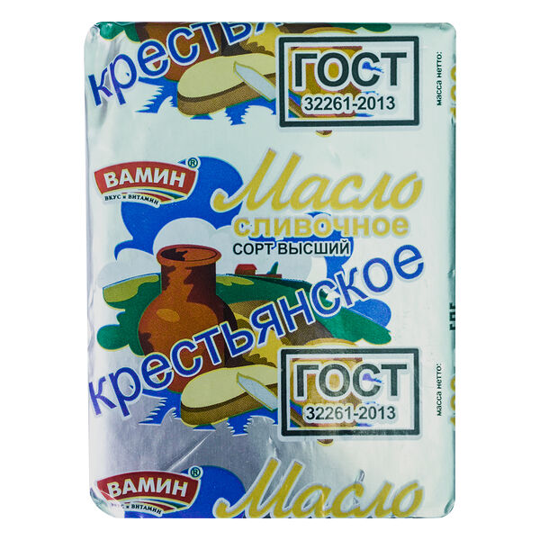 Масло сладко-сливочное Вамин крестьянское 72.5%