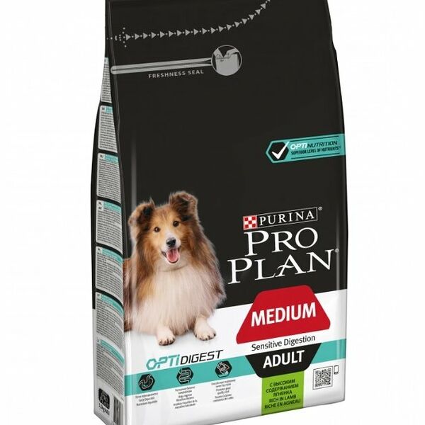 Корм для собак Purina Pro Plan Optidigest ягненок с рисом (для средних пород)