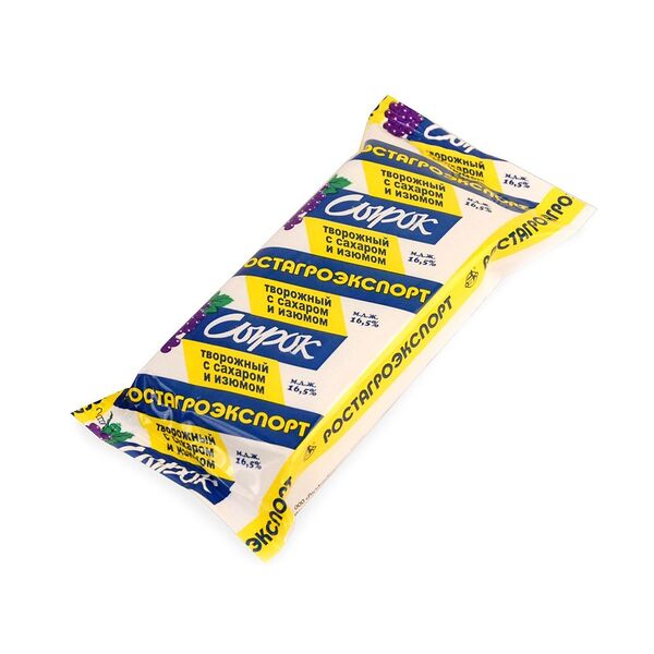 Сырок творожный Ростагроэкспорт с сахаром и изюмом 16,5%