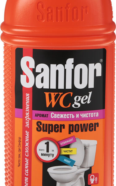 Средство для чистки туалета Sanfor Super Power, свежесть и чистота