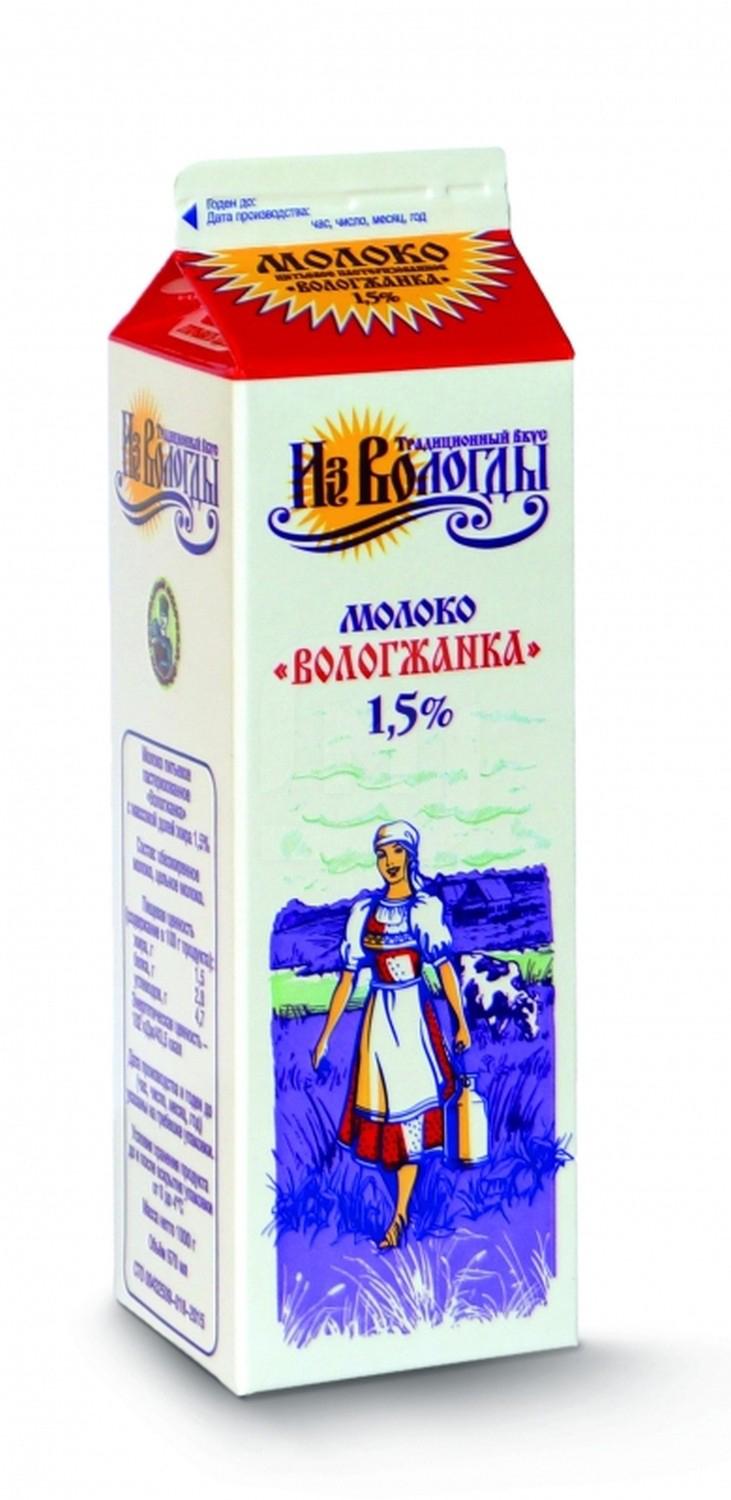 

Молоко Вологжанка пастеризованное 1.5% 1л