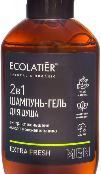 Шампунь-гель для душа Ecolatier Extra Fresh Men 2в1 400мл