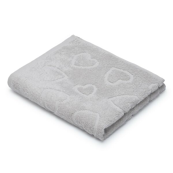 Полотенце махровое Детство Танцующие сердечки, 50х80 см, хлопок 420г/м2, серый