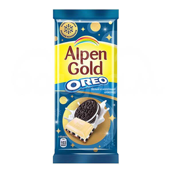 Шоколад Alpen Gold 90/85гр Молочный Белый Oreo