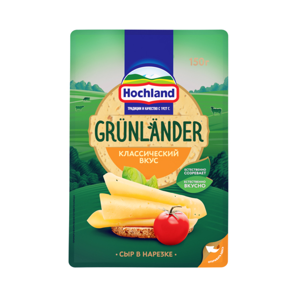 

Сыр полутвердый Grunlander Hochland 50% нарезка 130 г