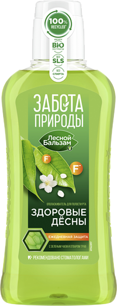 Ополаскиватель для полости рта Лесной бальзам Забота природы зеленый чай, 400 мл
