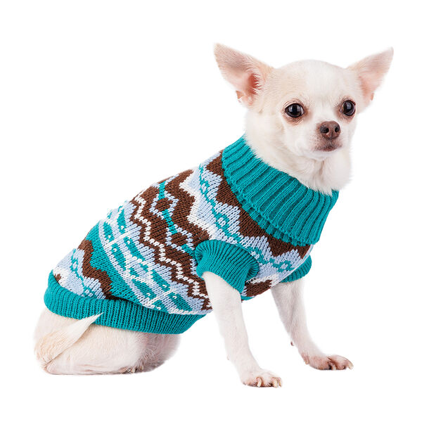 Свитер для собак с узором 20см XS зеленый (унисекс)