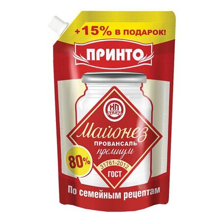 Майонез ПРИНТО Провансаль Премиум 80% д/п 400г