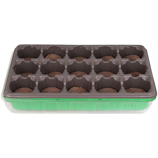 Минипарник для выращивания рассады с торфяными таблетками 55 мм, 15 шт