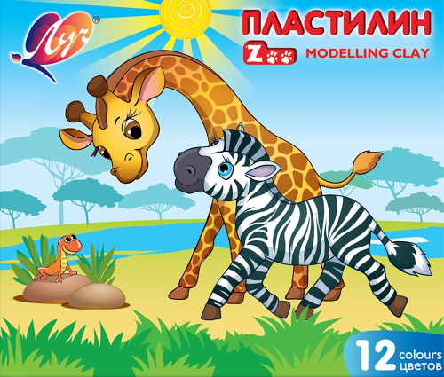 Набор пластилин Луч Zoo 12 цветов + акварель Zoo 12 цветов без кисти