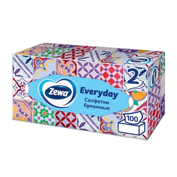 Салфетки бумажные Zewa Everyday косметические, 2 слоя