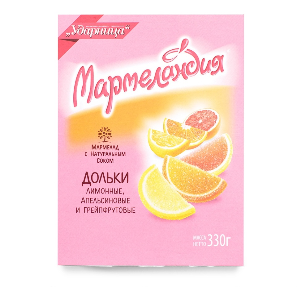 

Мармелад Мармеландия лимонные, апельсиновые и грейпфрутовые дольки 330 г