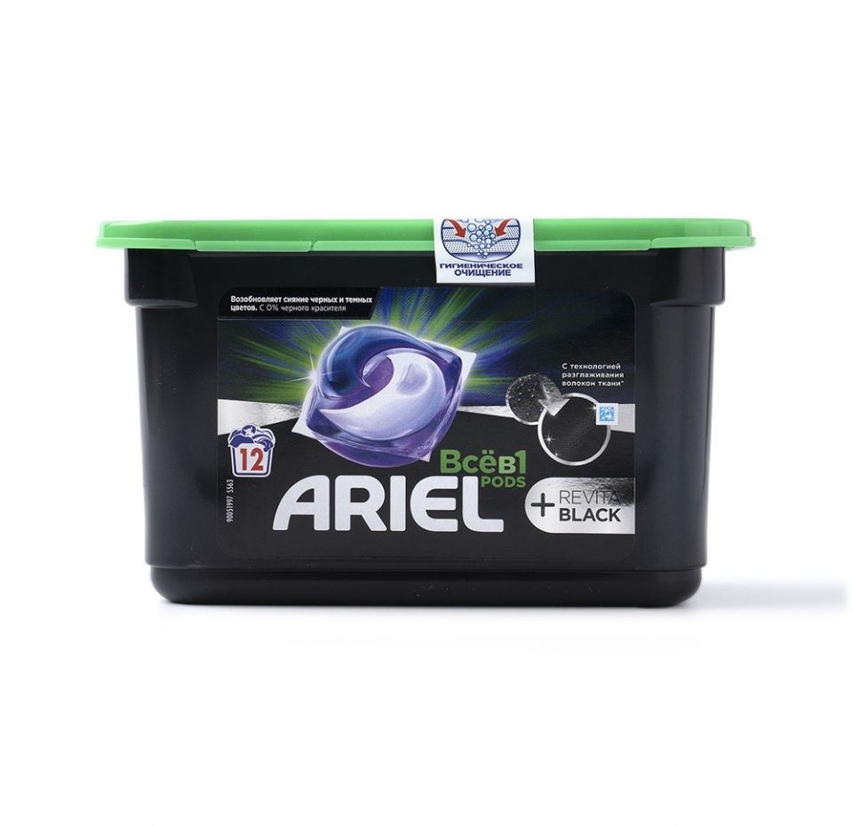 

Капсулы для стирки Ariel Revitablack Всё в 1, 12 шт