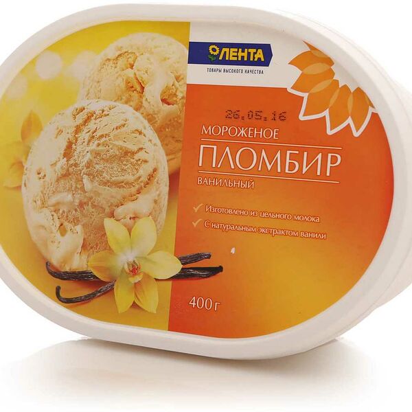 Мороженое Лента пломбир ванильное 400г