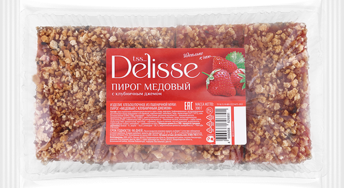 Изделие хлебобулочное DELISSE Пирог медовый с клубничным джемом, 300г