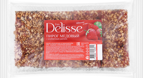 

Изделие хлебобулочное DELISSE Пирог медовый с клубничным джемом, 300г