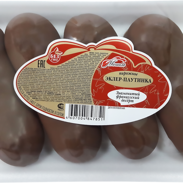 Пирожное Мишель Эклер-паутинка, 4 шт.