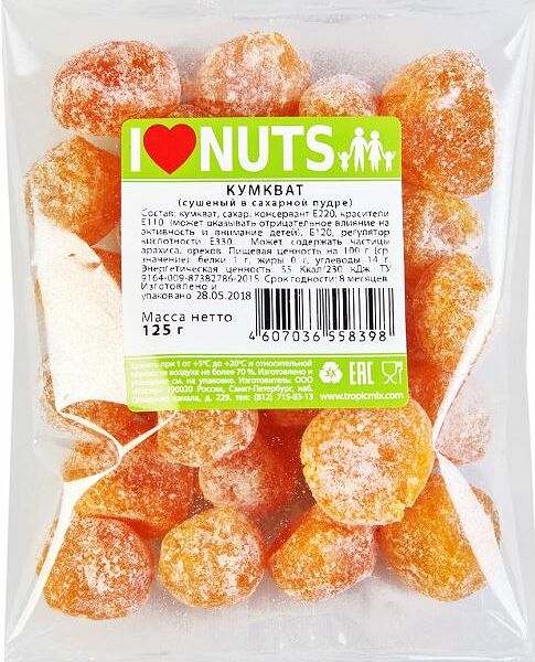 Кумкват сушеный 125 г inuts в сахарной пудре