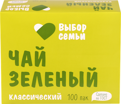 

Чай зеленый Выбор семьи мелкий, листовой 100 шт. 180 г
