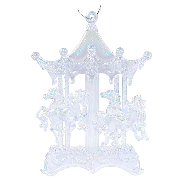 Сноу бум подвеска декоративная в виде карусели, переливающийся перламутровый цвет, пластик, 15x11 см