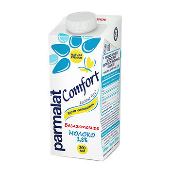 Молоко безлактозное Comfort 1.8%, Parmalat, 200 мл, Россия, БЗМЖ