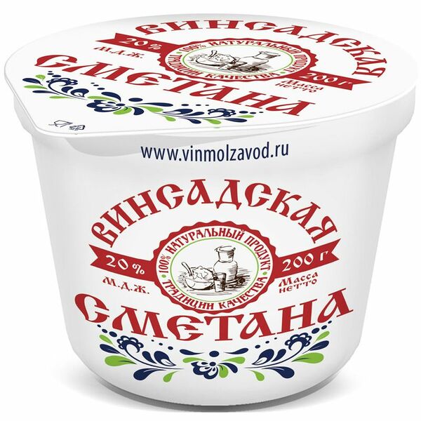 Сметана Винсадский МЗ Винсадская 20% 200г