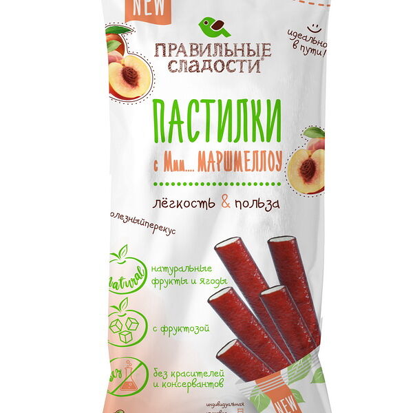 Пастилки с маршмеллоу Сочный персик  вес  55 гр