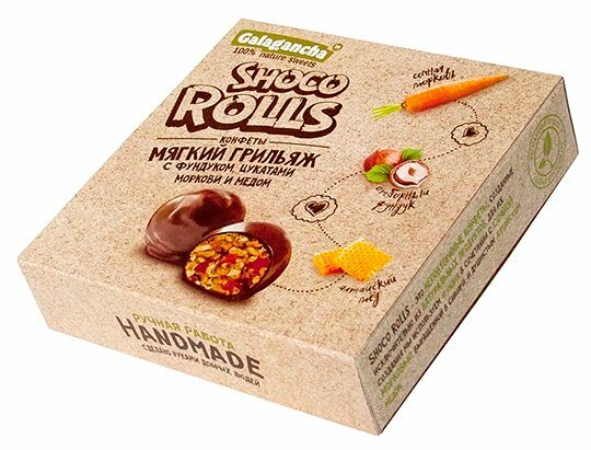 Конфеты Galagancha Shoco Rolls  с фундуком, цукатами моркови и медом в шоколадной глазури
