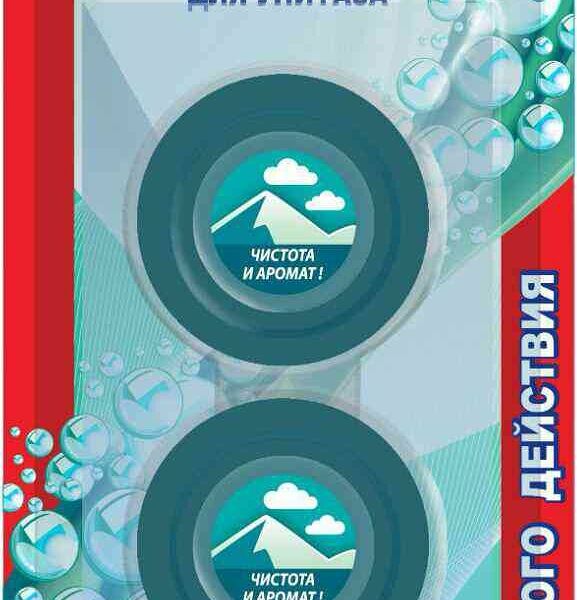 Чистящая таблетка для унитаза 2 в 1 Liaara Горная cвежесть, 2×50 г