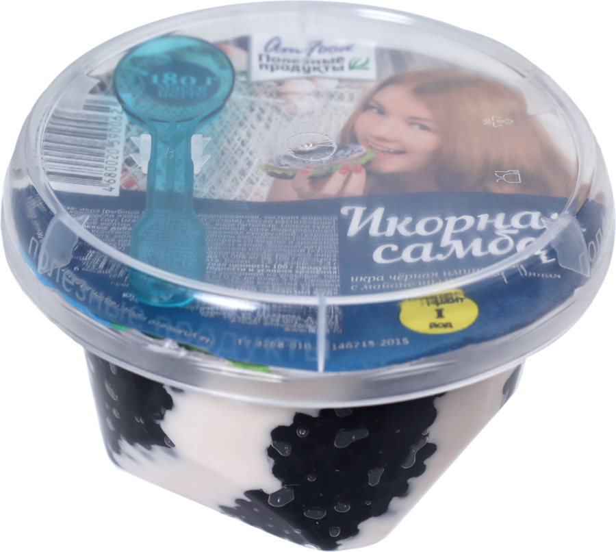 

Икра черная ПОЛЕЗНЫЕ ПРОДУКТЫ Икорная самба, имитированная, с майонезным соусом 180г