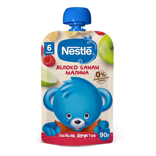 Пюре фруктовое Nestle яблоко, банан и малина с 6 месяцев