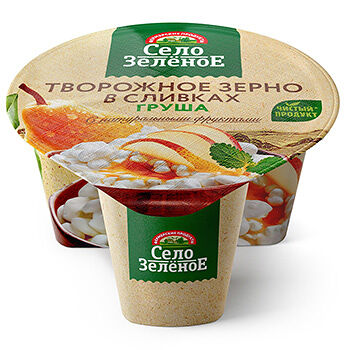 Творожное зерно Село Зелёное в сливках груша 5%, 130 г