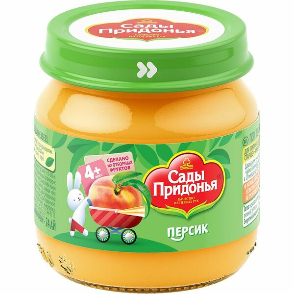 Пюре Сады придония персик с сахаром детское, 80г